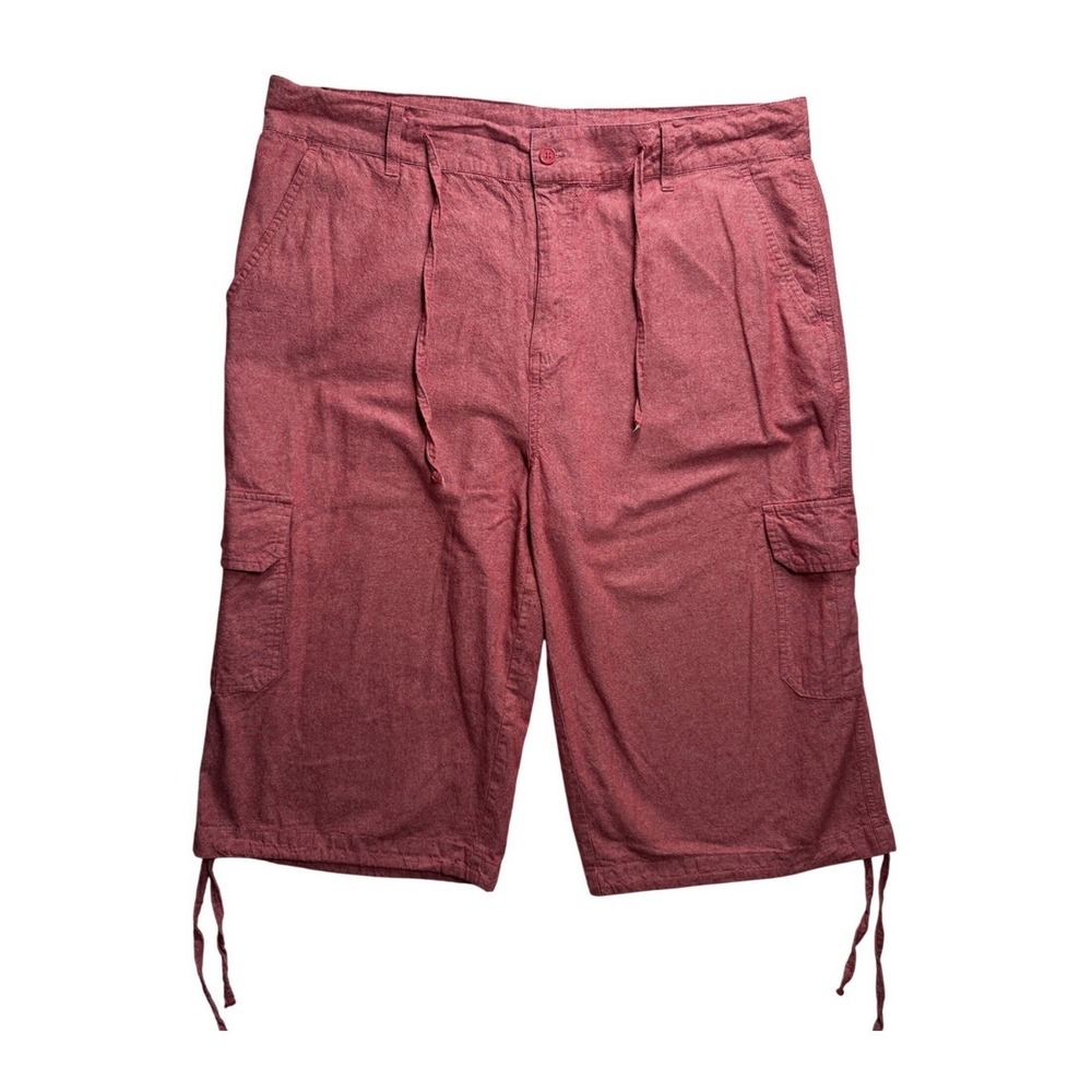 Linea Uomo Men's Cargo Shorts Bermuda Sz: 40 Heathered Red 100% Cotton Pockets